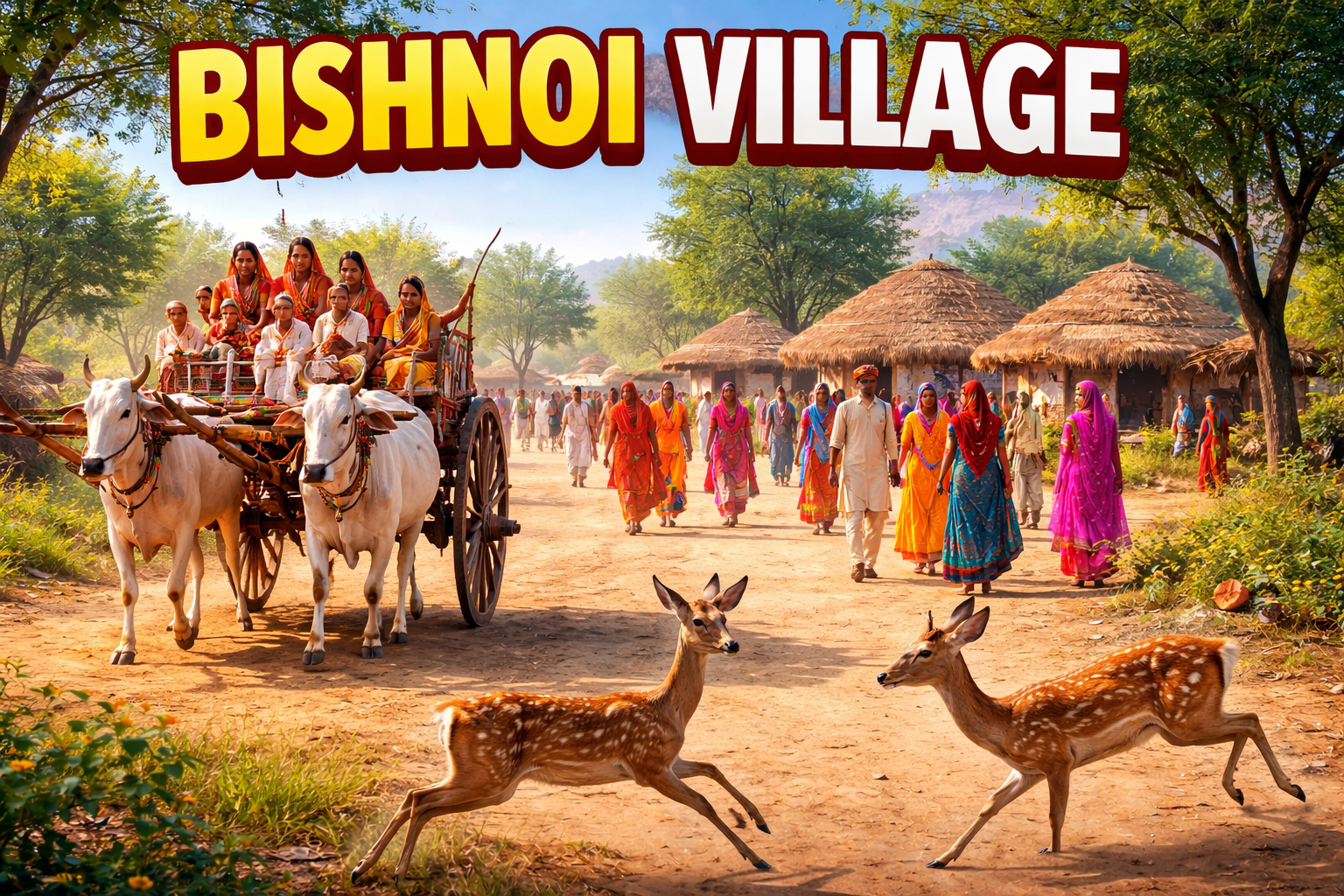 Bishnoi village eco-tour showcasing wildlife, traditional huts, and community-led nature conservation practices in Rajasthan