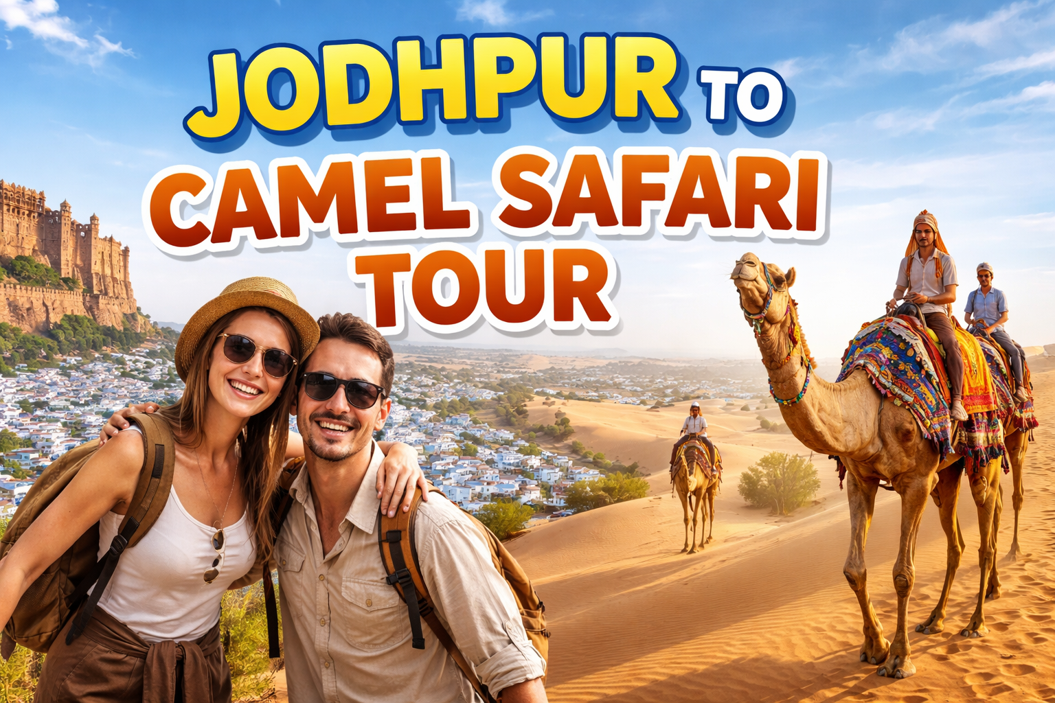 Camel ride during sunset desert adventure with cultural performance