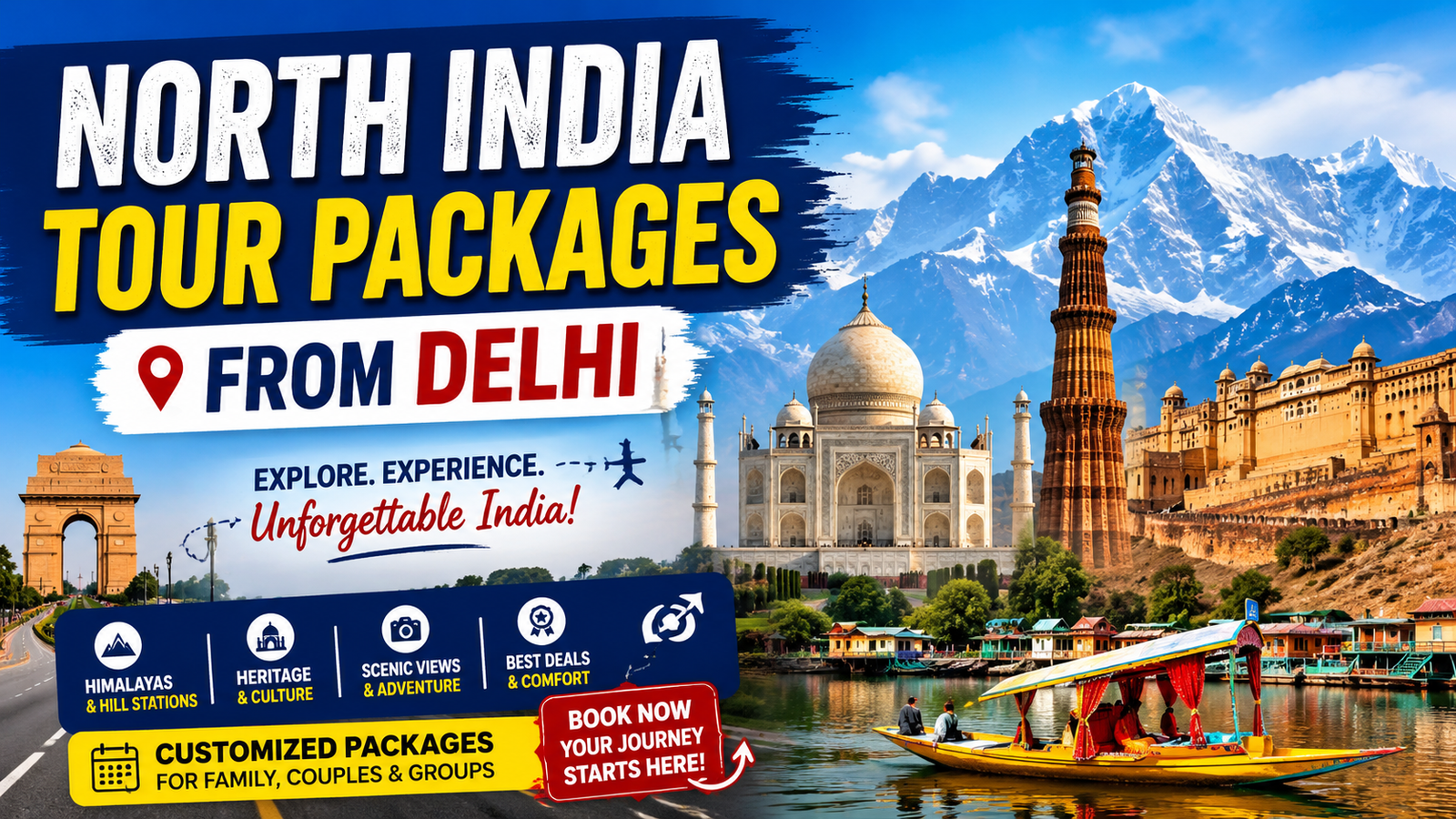 Travelers enjoying scenic mountain views during a budget friendly North India tour