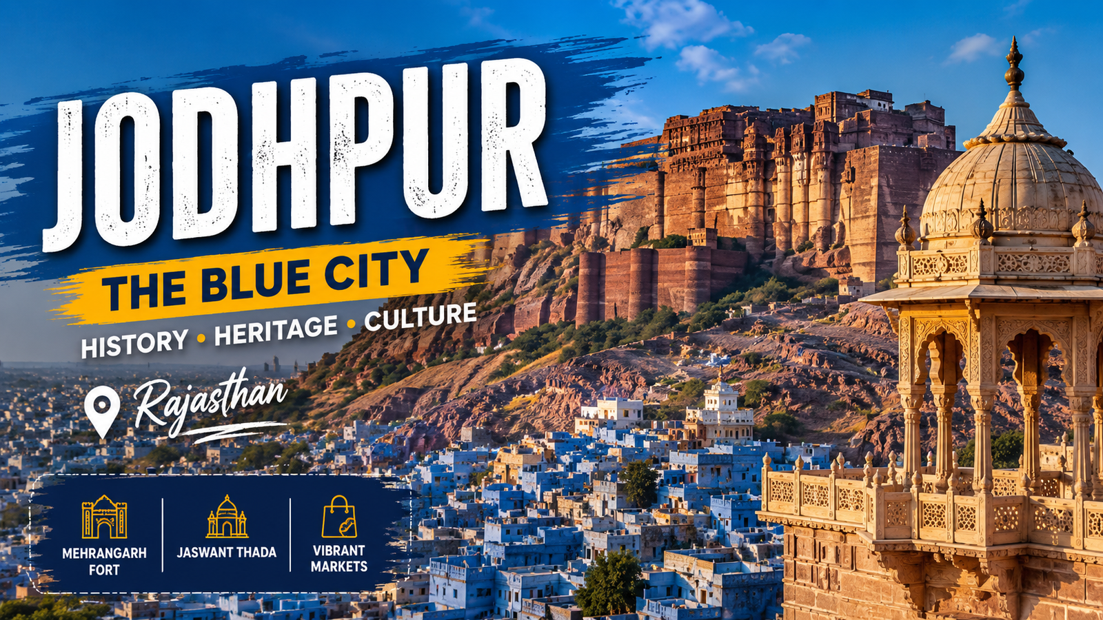 Tourists exploring Jodhpur’s heritage forts, colorful culture, and traditional Rajasthani food.