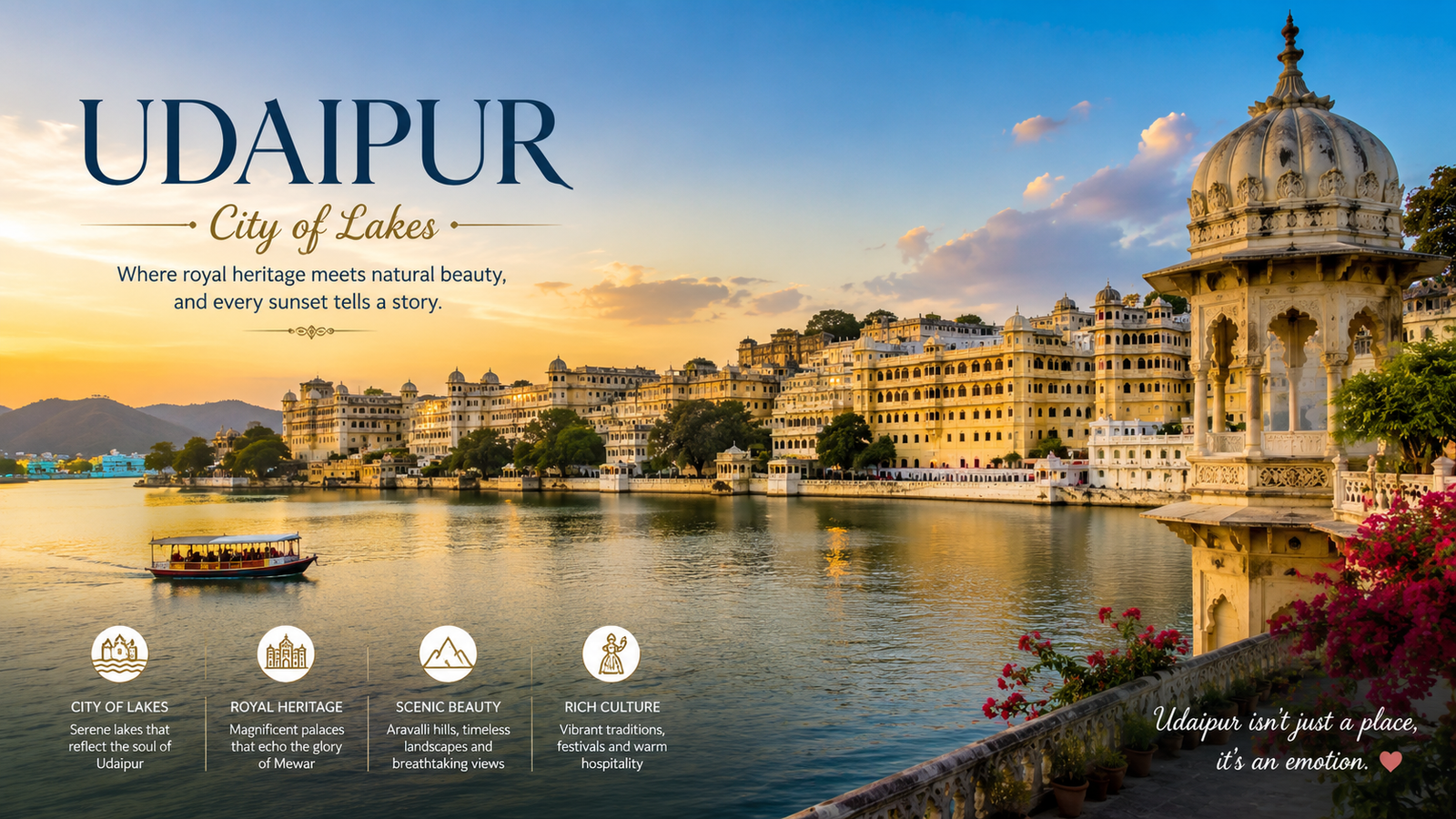 Tourists exploring Udaipur's lakes, palaces, and heritage attractions during a comfortable multi-day Rajasthan trip.