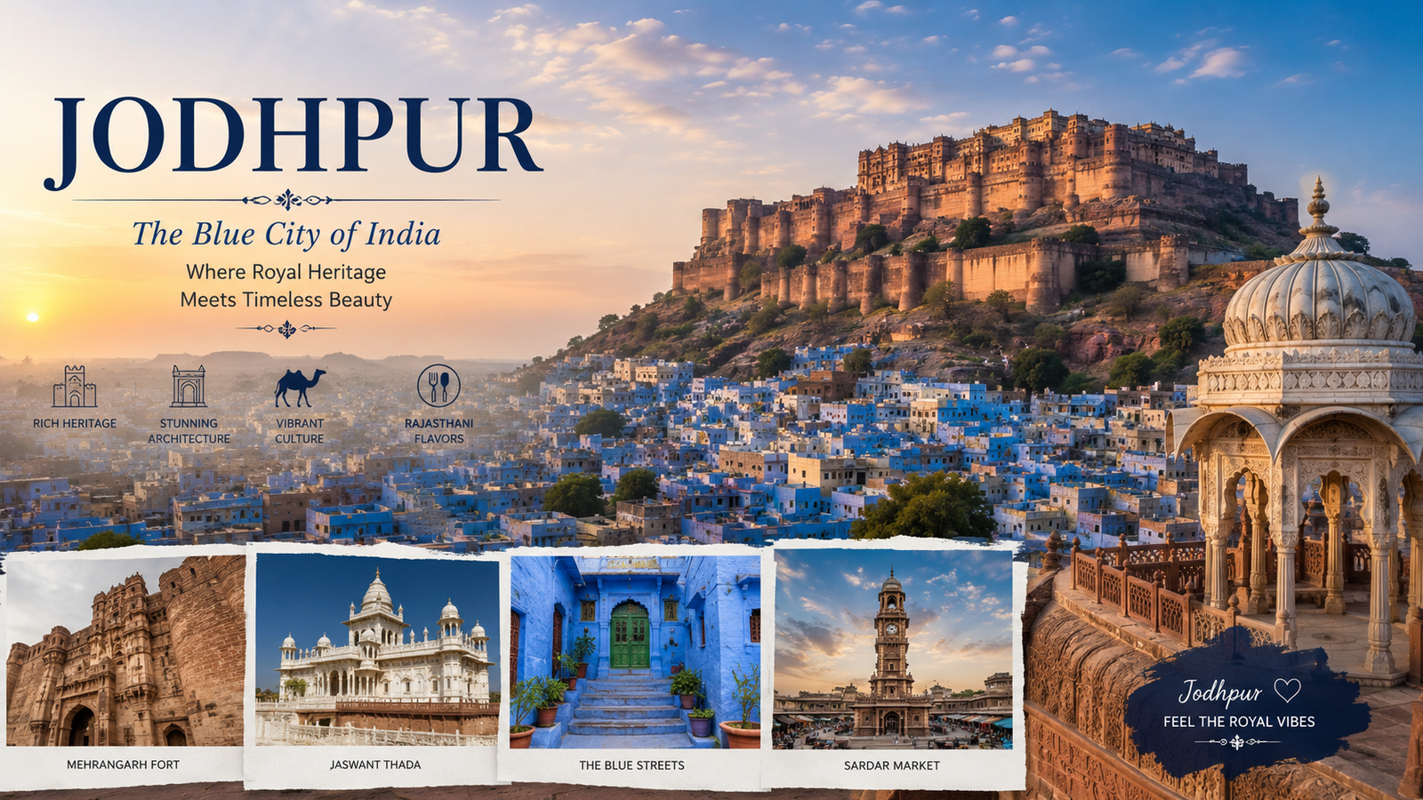 Complete Jodhpur travel guide featuring iconic landmarks, historic forts, vibrant markets, and popular local food destinations.